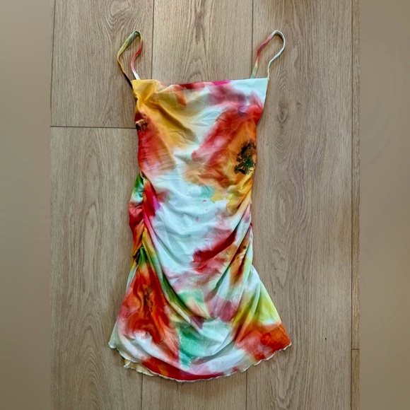 NWT 👌🏼🤩💖 Small Crepe-ey Rouched Spring Floral Mini Dress 🌺 🌼 ADORABLE 4 Spring! - Picture 11 of 11